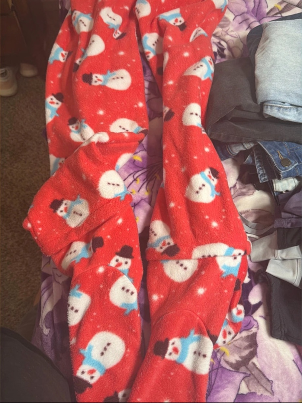 Red Snowman Fleece Pajama Set